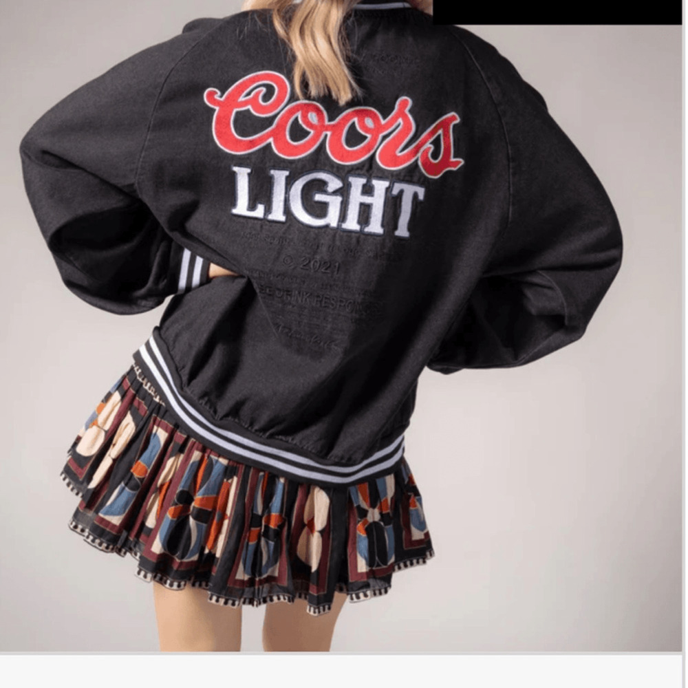 NEW! Rare The Laundry Room Black Denim Jacket with Red and White Logo - Picture 6 of 8